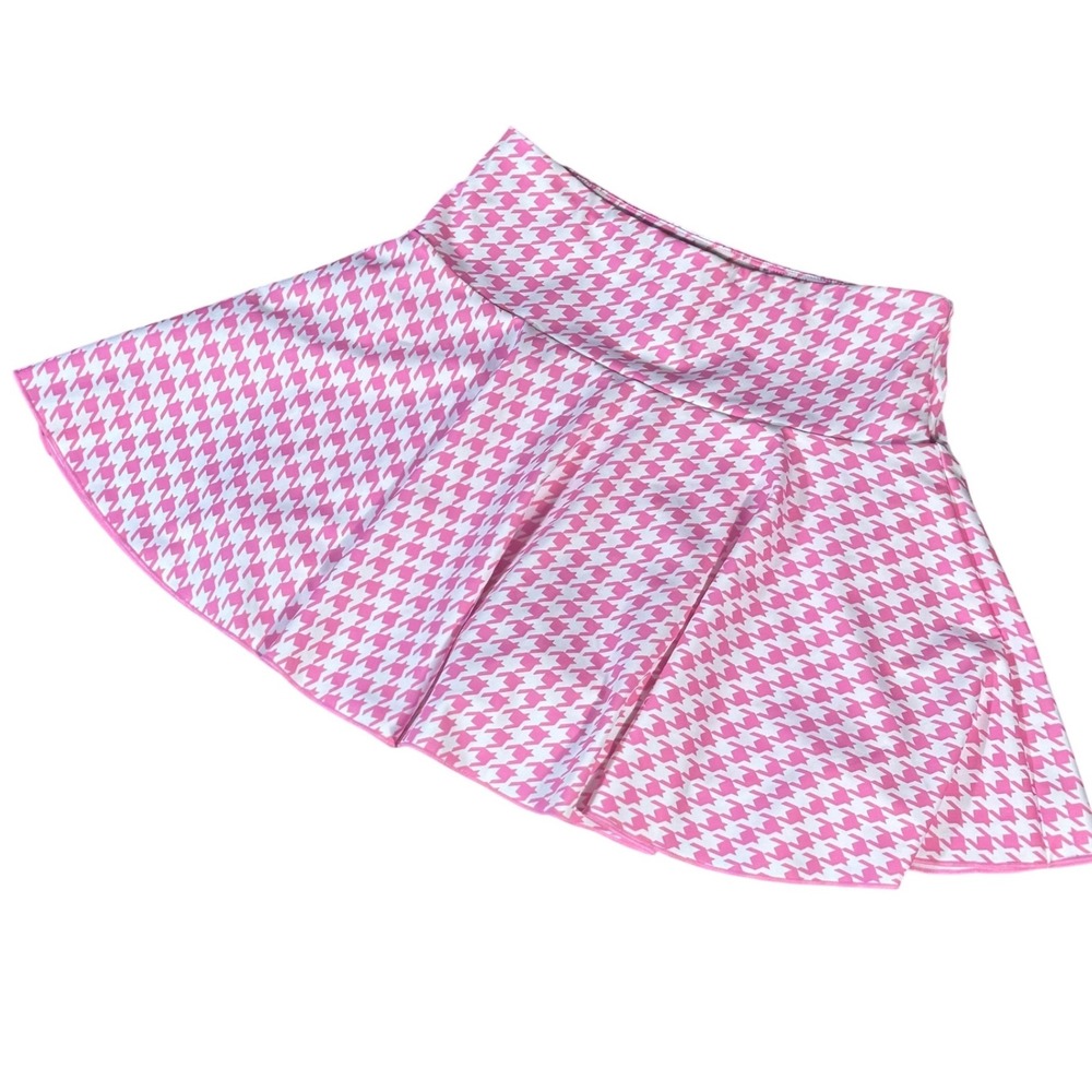 Halara Skort NWT Womens XS Pink‎ White Houndstooth Active Skirt Built-in Short